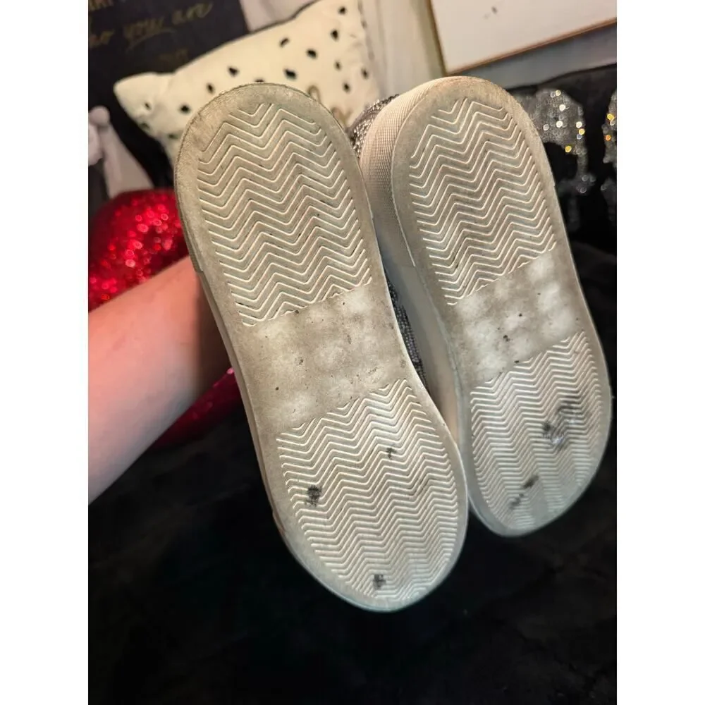 Betsey Johnson rhinestone crystal skull womens mid sneakers sz 9.5